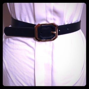 Navy belt, gold detail